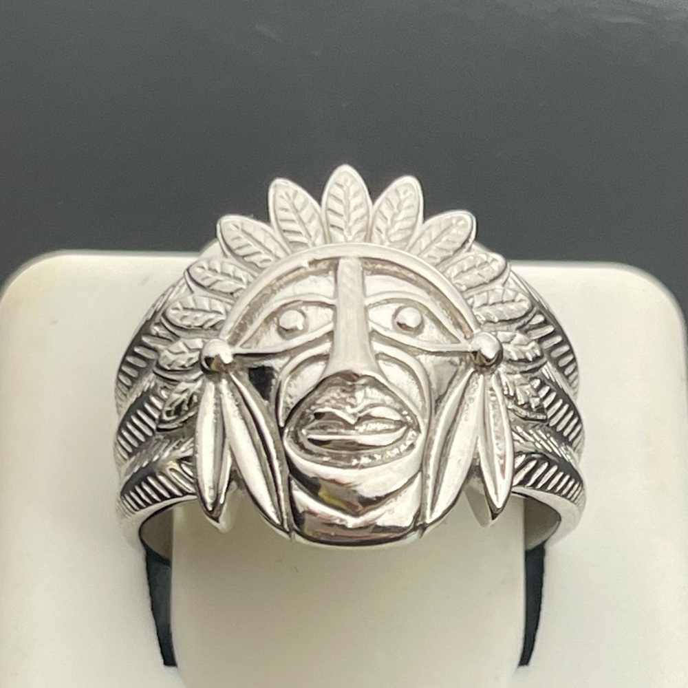 Solid 925 Silver Abstract Size 10 Mens Ring - image 2